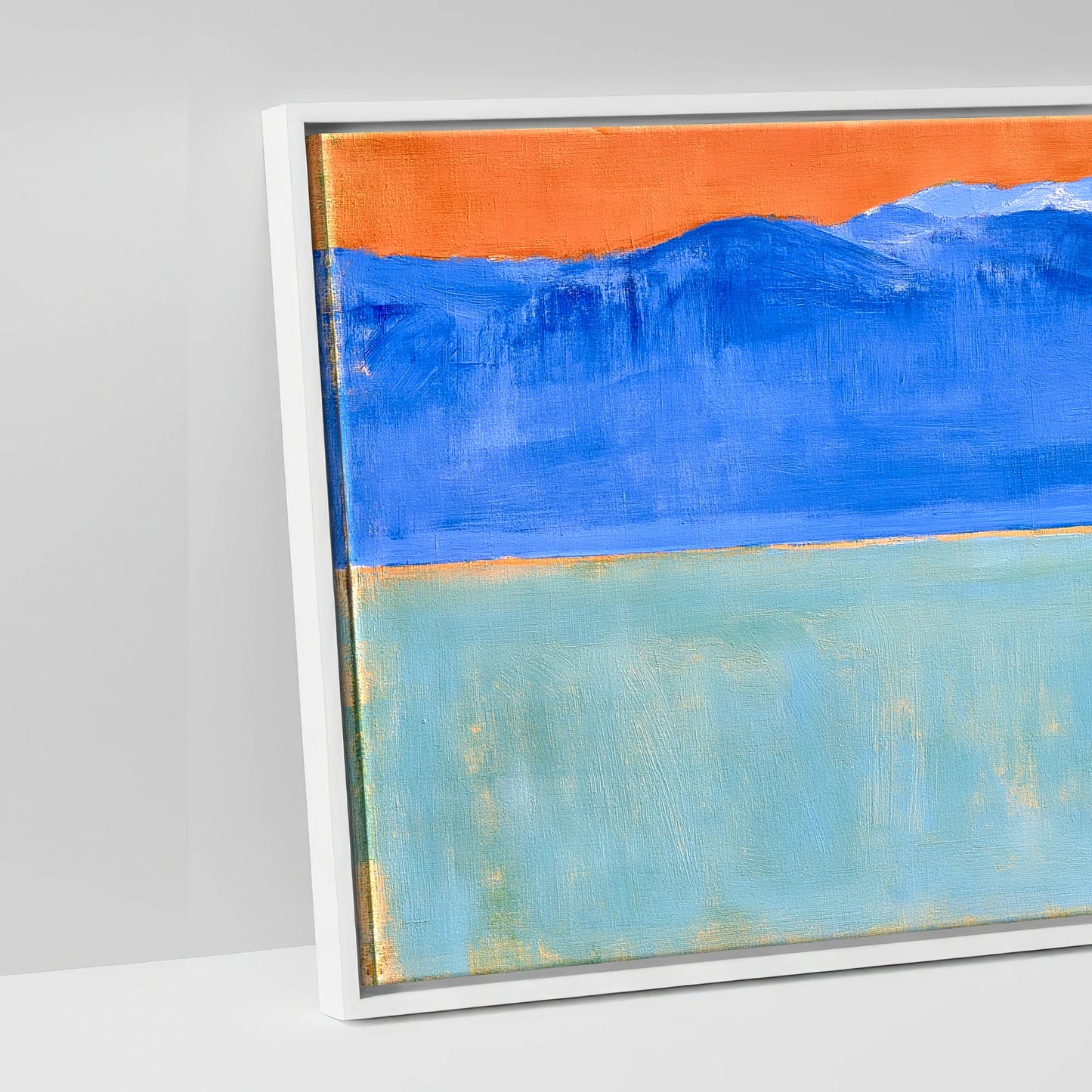 Terracotta Sky Solitude - artwork detail in a white float frame