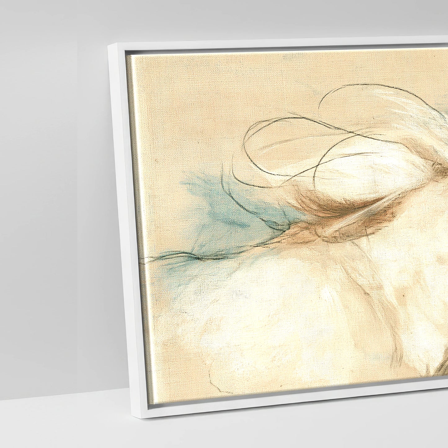 Azure Herd Study - artwork detail in a white float frame