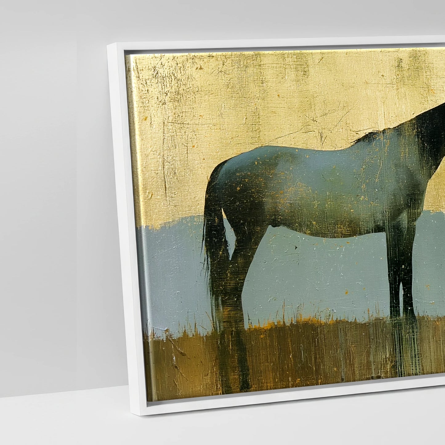 Gilded Pastures - artwork detail in a white float frame