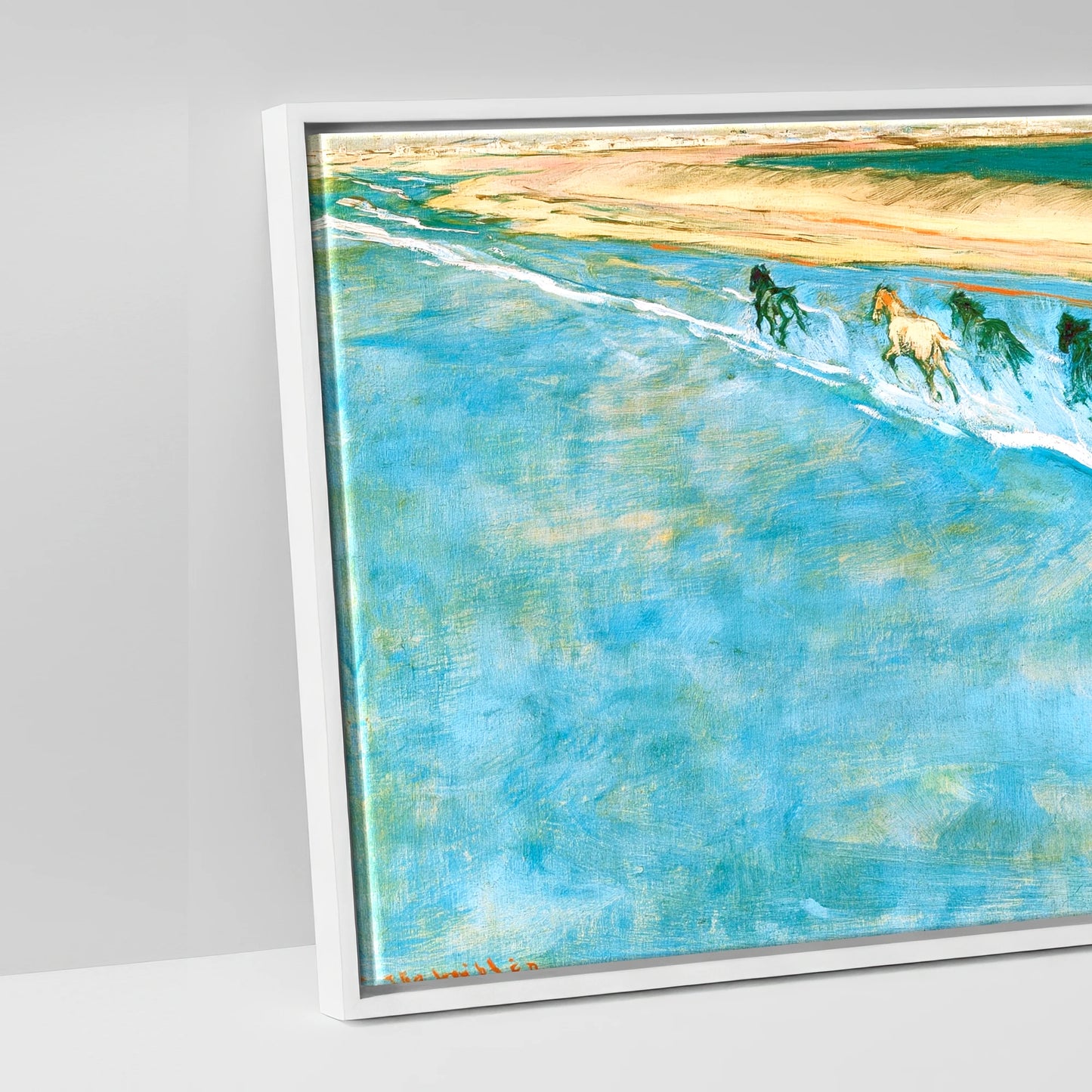 Azure Surf Gallop - artwork detail in a white float frame