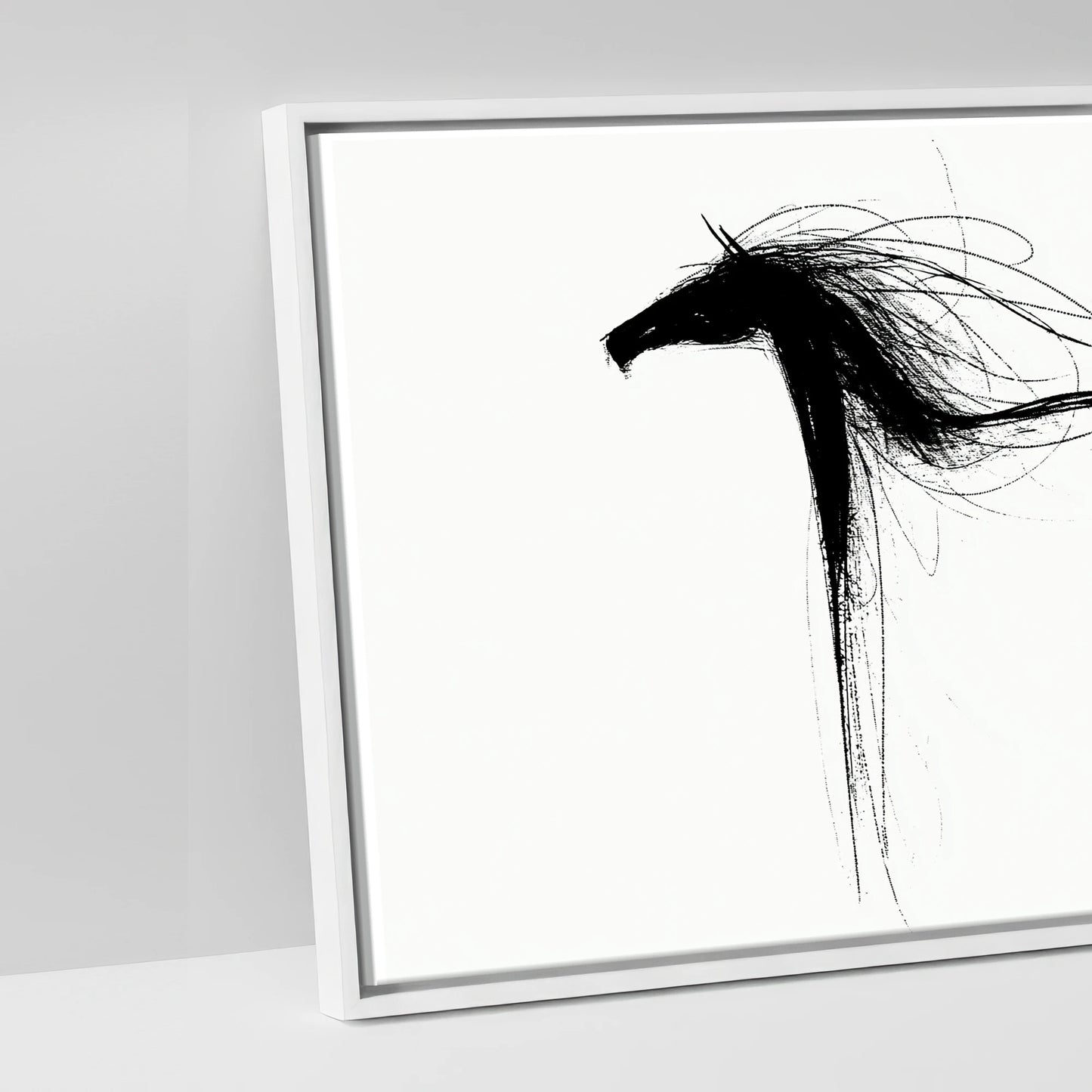 Crimson Streak Equines - artwork detail in a white float frame