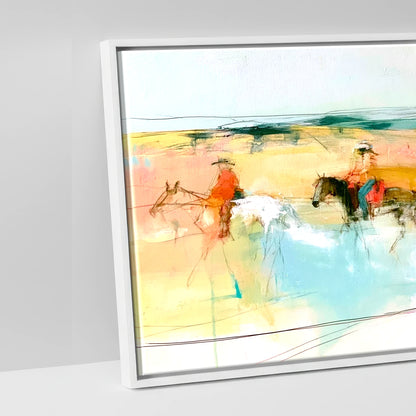 Vibrant Coastal Ride - artwork detail in a white float frame