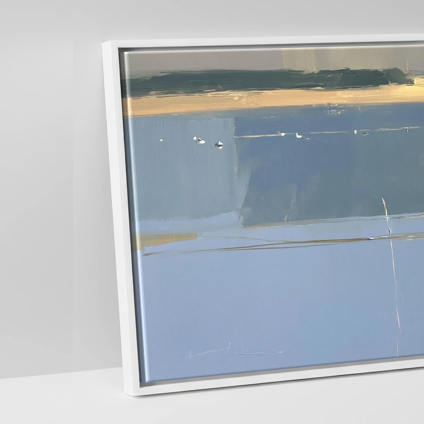Coastal Reflections - artwork detail in a white float frame