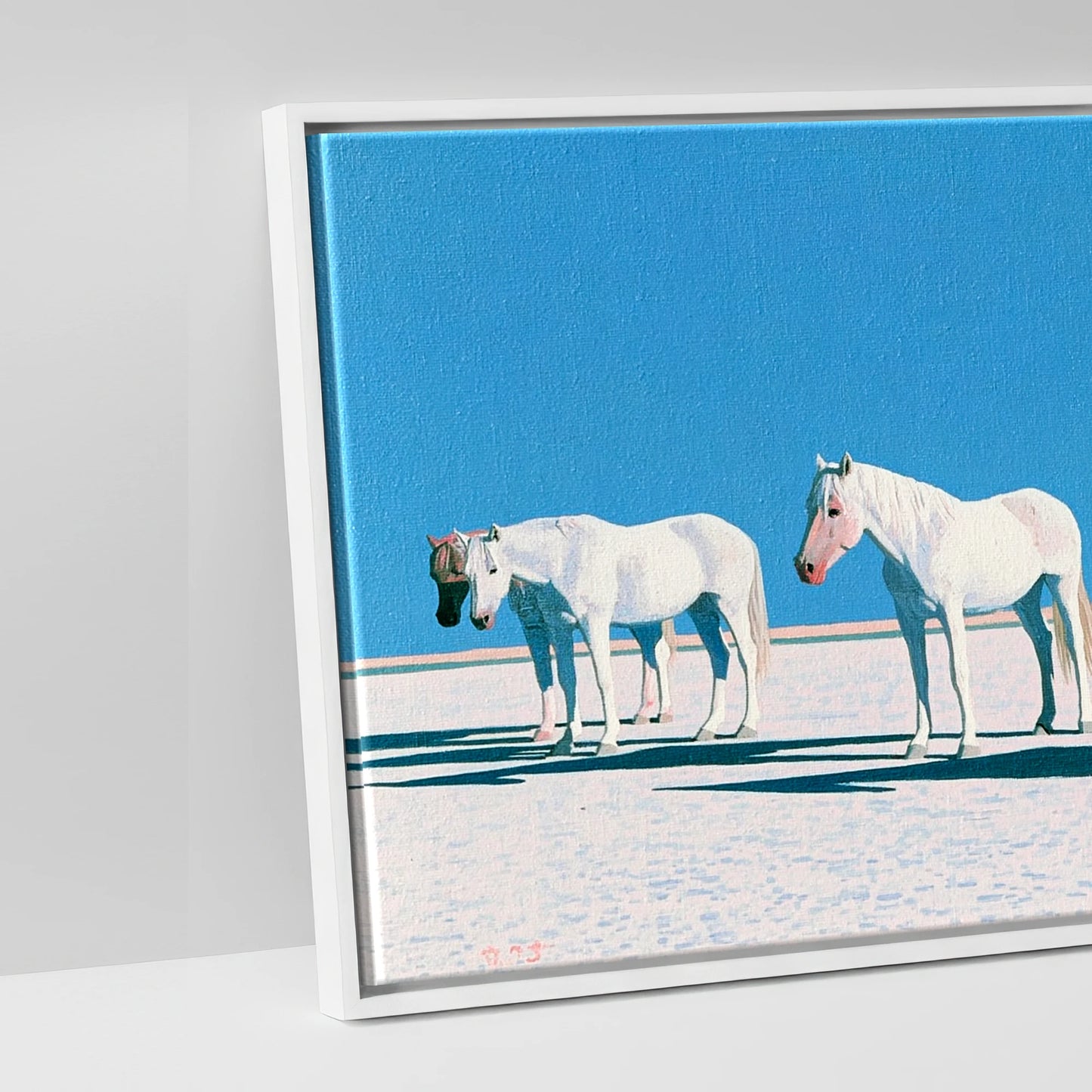 Silent Greys Beneath Azure - artwork detail in a white float frame