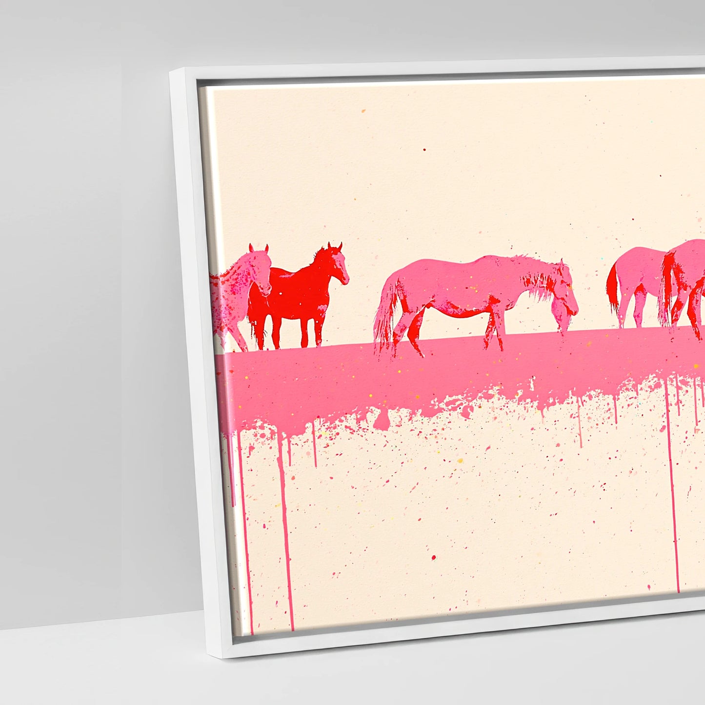 Vibrant Equine Wash - artwork detail in a white float frame