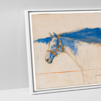 Abstract Ultramarine Horizon - artwork detail in a white float frame