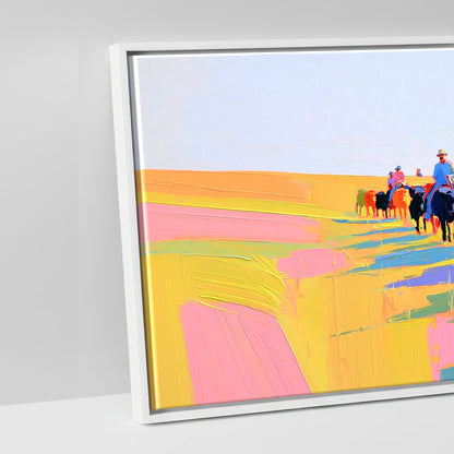 Painted Western Range - artwork detail in a white float frame