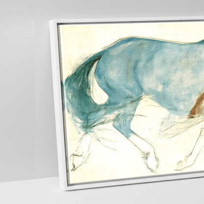 Azure Mare and Foal - artwork detail in a white float frame