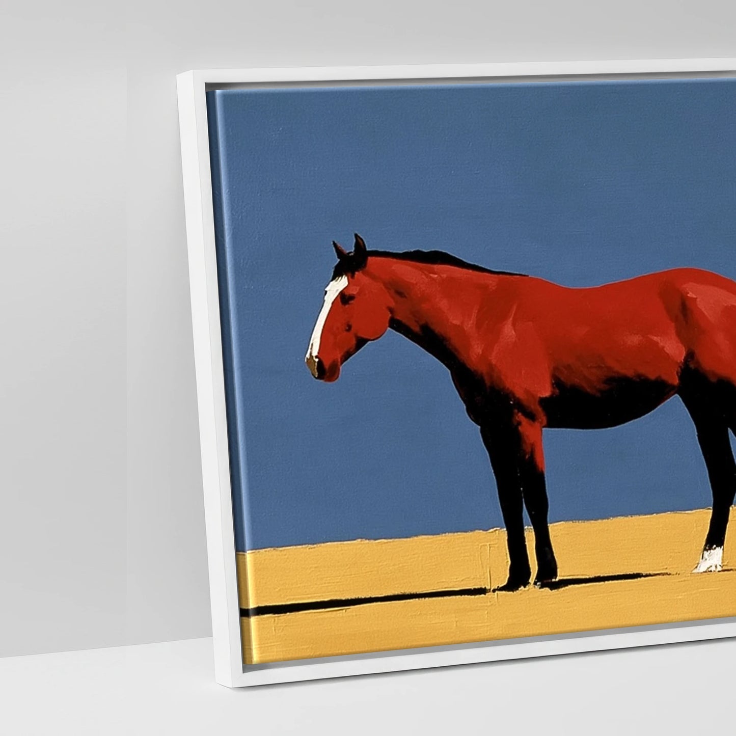 Scarlet Stallion Alpine Ridge - artwork detail in a white float frame