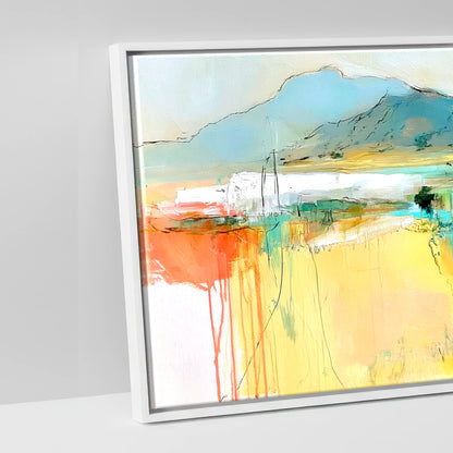 Vibrant Equine Horizon - artwork detail in a white float frame