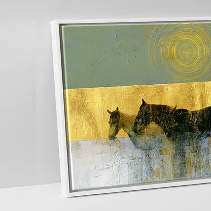 The Gilded String - artwork detail in a white float frame