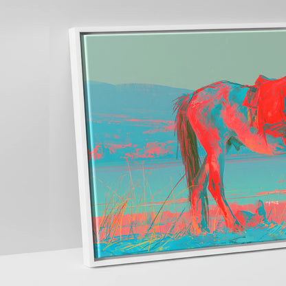Electric Equine Horizon - artwork detail in a white float frame