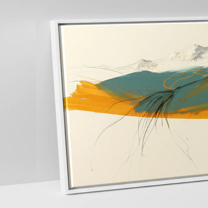 Amber Mountain Horizon - artwork detail in a white float frame