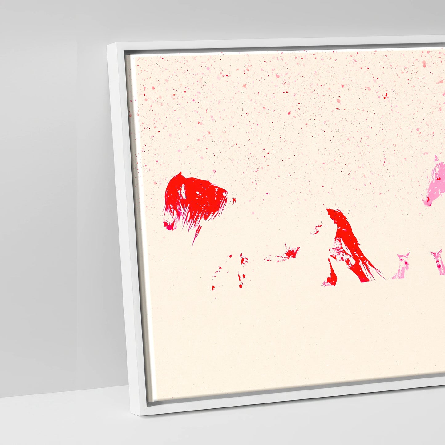 Crimson Ink Procession - artwork detail in a white float frame
