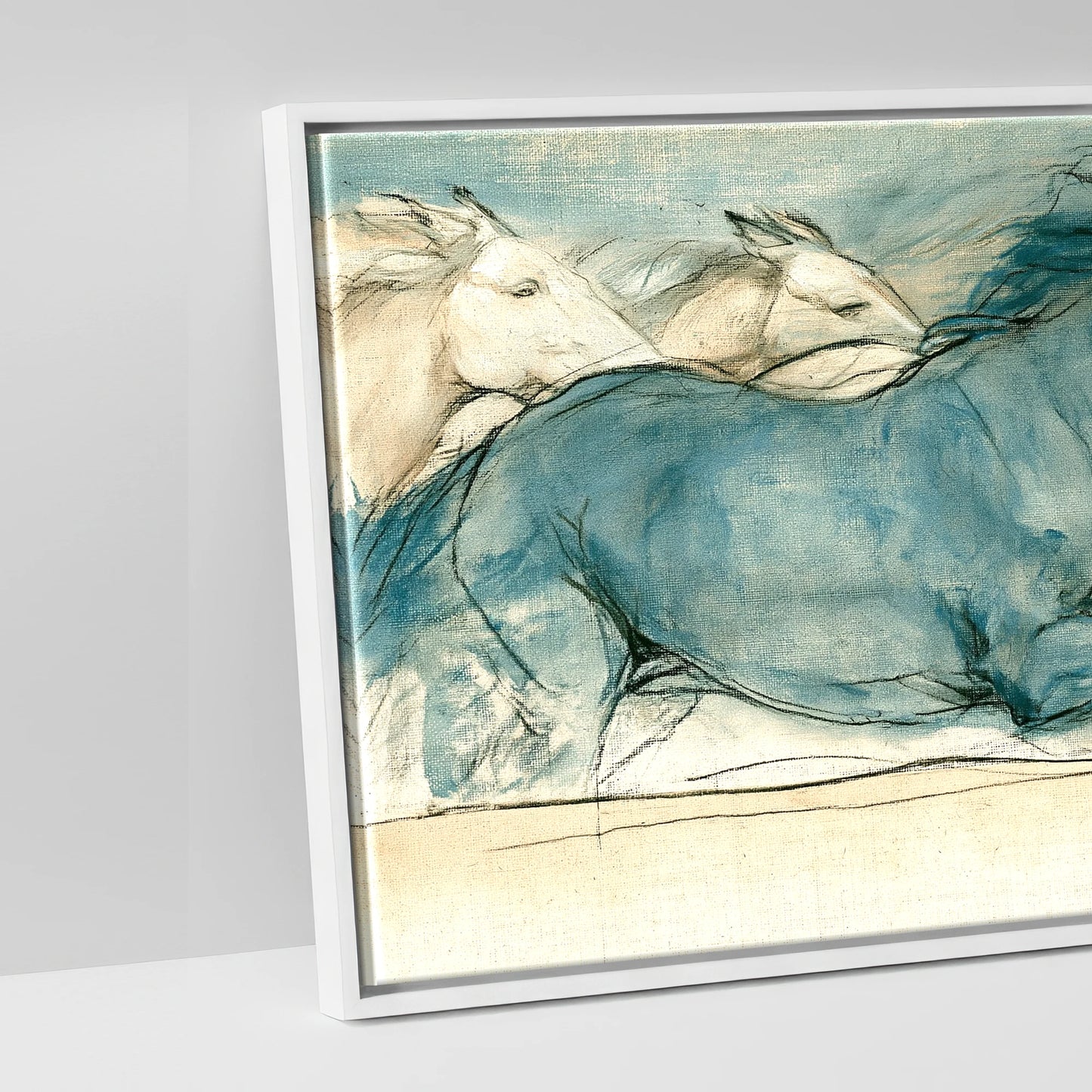 Azure Stride - artwork detail in a white float frame