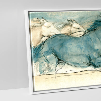 Azure Stride - artwork detail in a white float frame