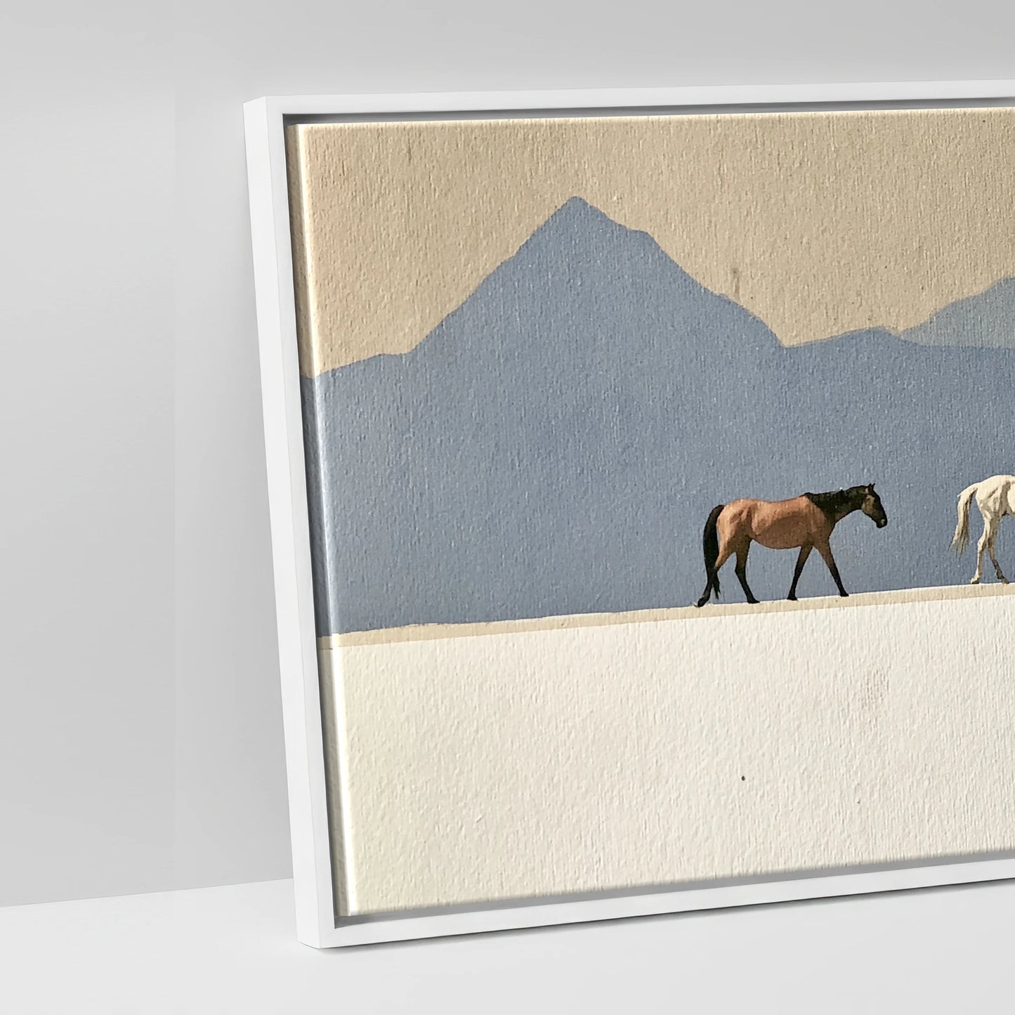 Journey Beneath Azure Peaks - artwork detail in a white float frame