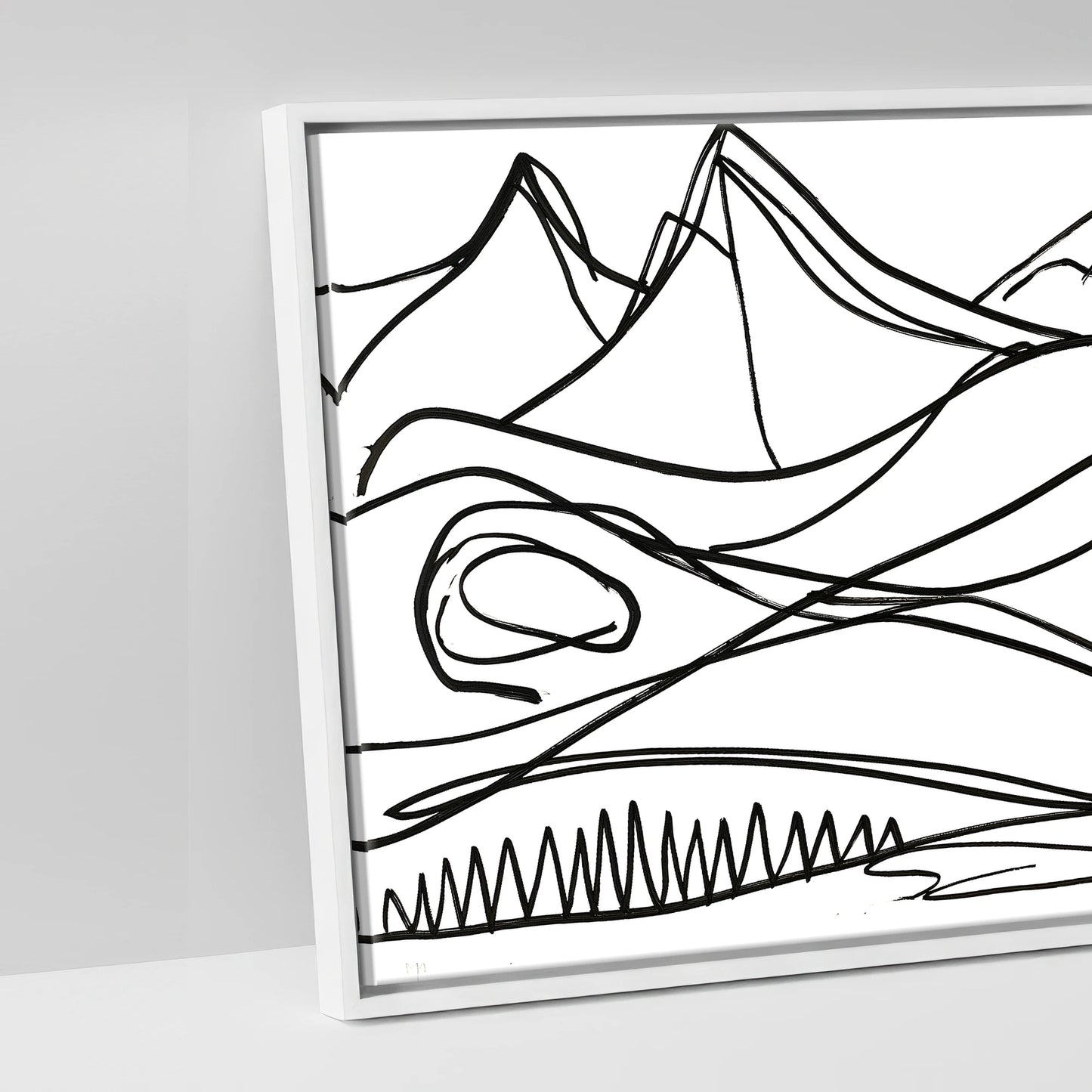 Bold Equine Contours - artwork detail in a white float frame