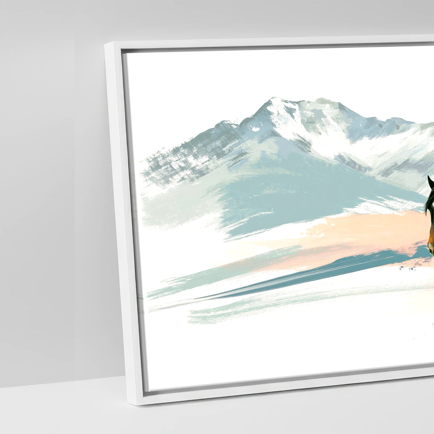 Vibrant Painted Horizons - artwork detail in a white float frame