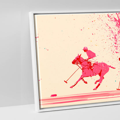 Magenta Polo Rush - artwork detail in a white float frame