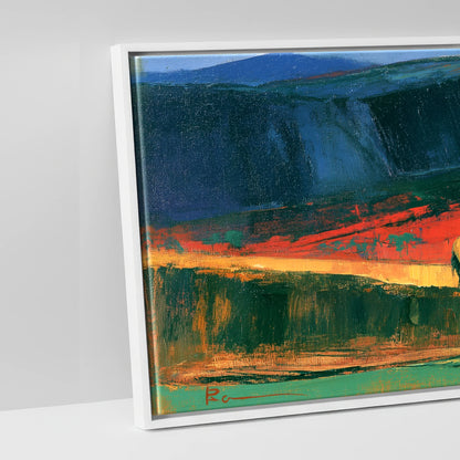 The Crimson Ridge - artwork detail in a white float frame
