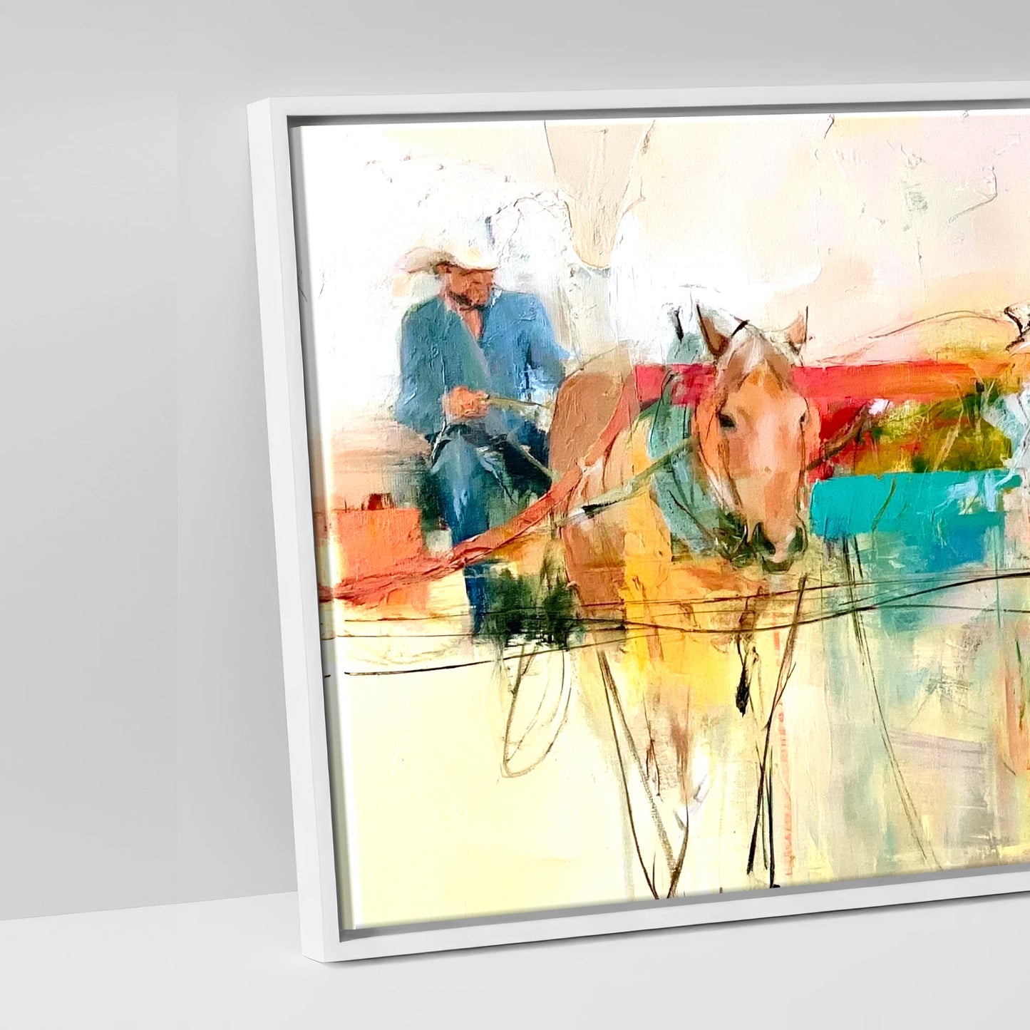 The Working String - artwork detail in a white float frame