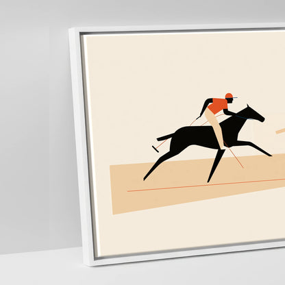 Retro Polo Pursuit - artwork detail in a white float frame