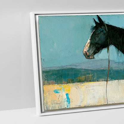 Shadows on the Teal Horizon - artwork detail in a white float frame