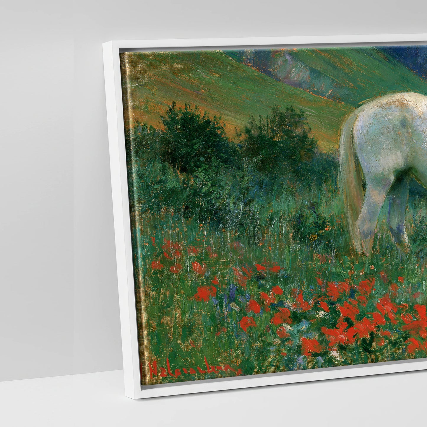 Summer Valley Grazing - artwork detail in a white float frame