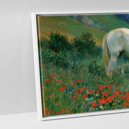 Summer Valley Grazing - artwork detail in a white float frame