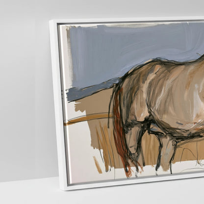 Grazing Below the Peaks - artwork detail in a white float frame