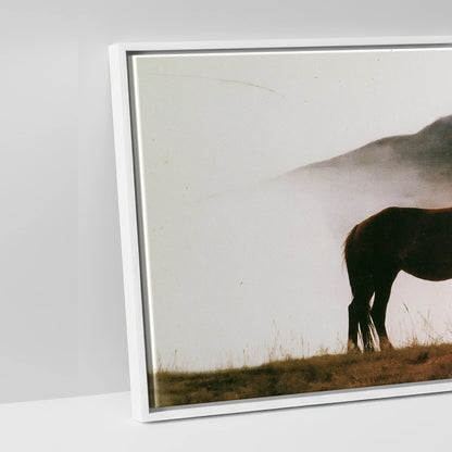Ethereal Amber Mist - artwork detail in a white float frame