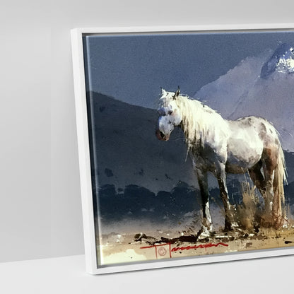 Mountain Solitude - artwork detail in a white float frame
