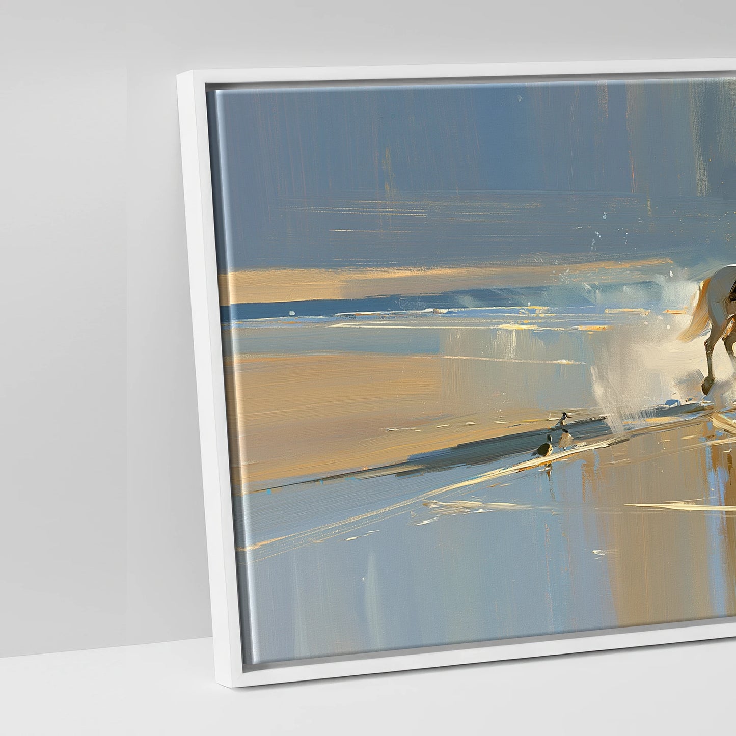 Sunlit Shoreline Ride - artwork detail in a white float frame