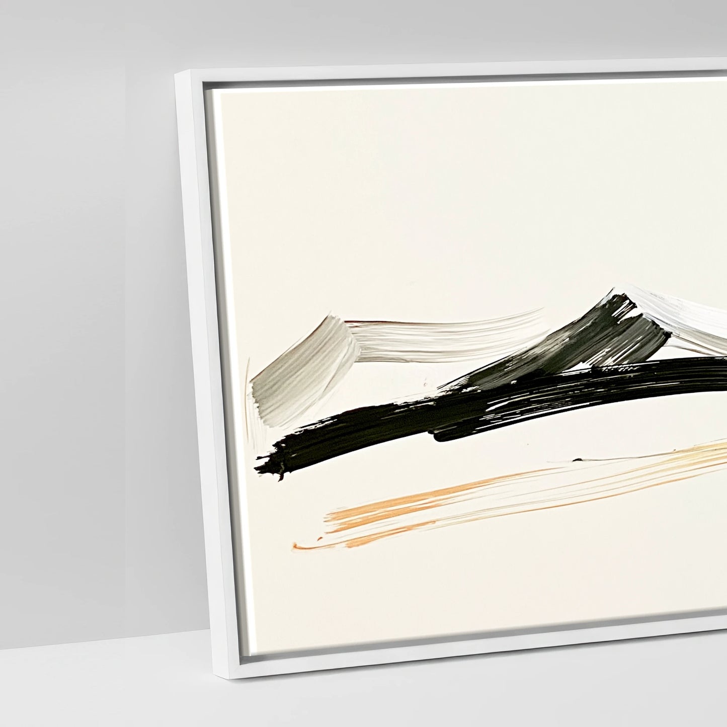 Ink and Amber Horizon - artwork detail in a white float frame