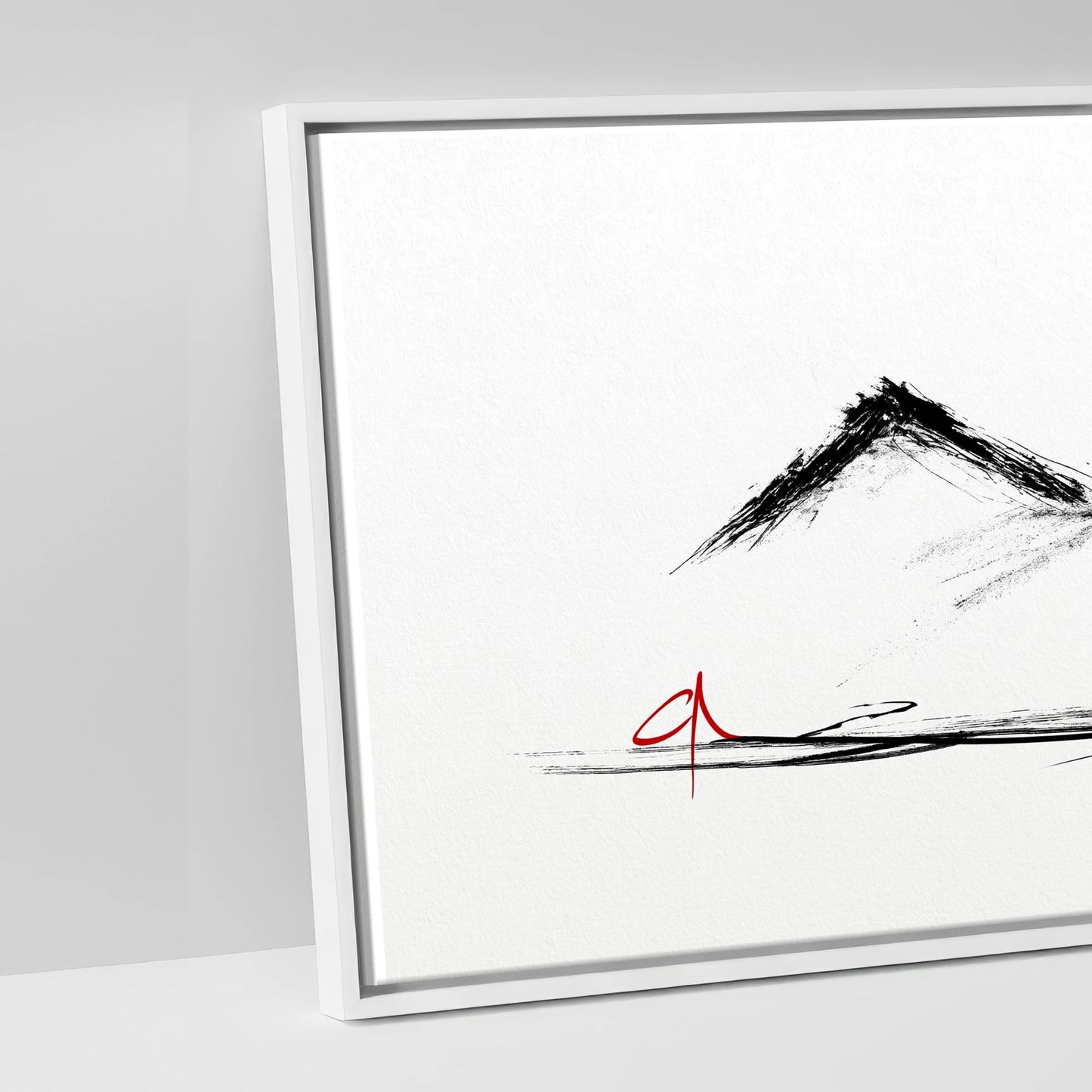 Silent Peaks Grazing - artwork detail in a white float frame