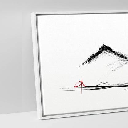 Silent Peaks Grazing - artwork detail in a white float frame