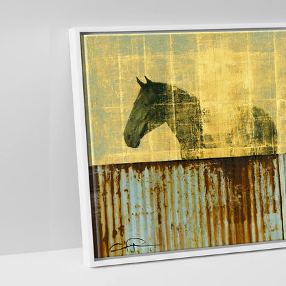 Golden Yard Watch - artwork detail in a white float frame