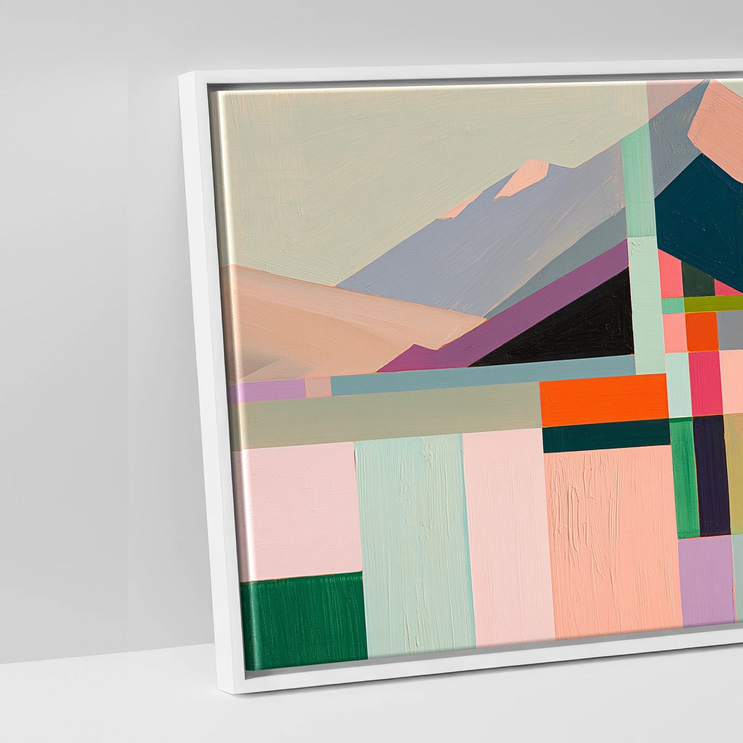 Faceted Equine Horizon - artwork detail in a white float frame