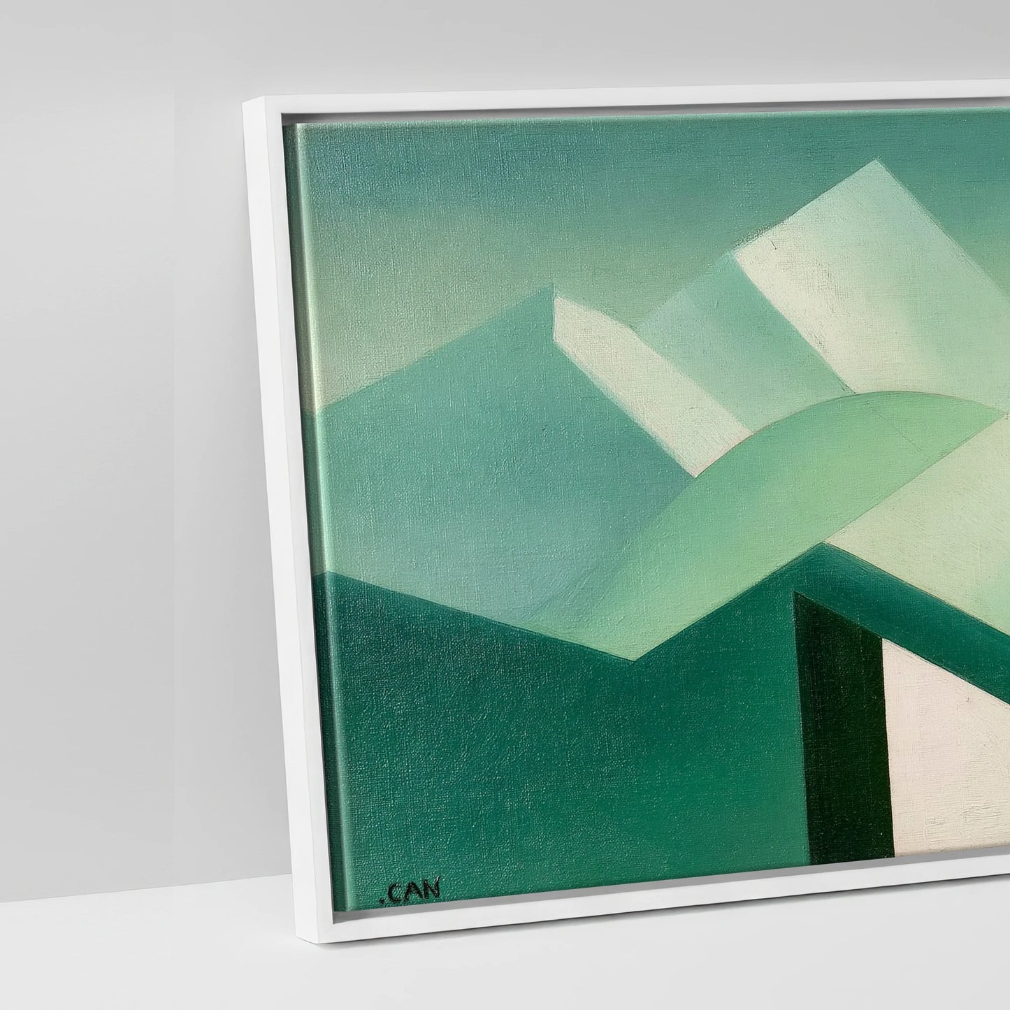 Structured Jade Equine - artwork detail in a white float frame