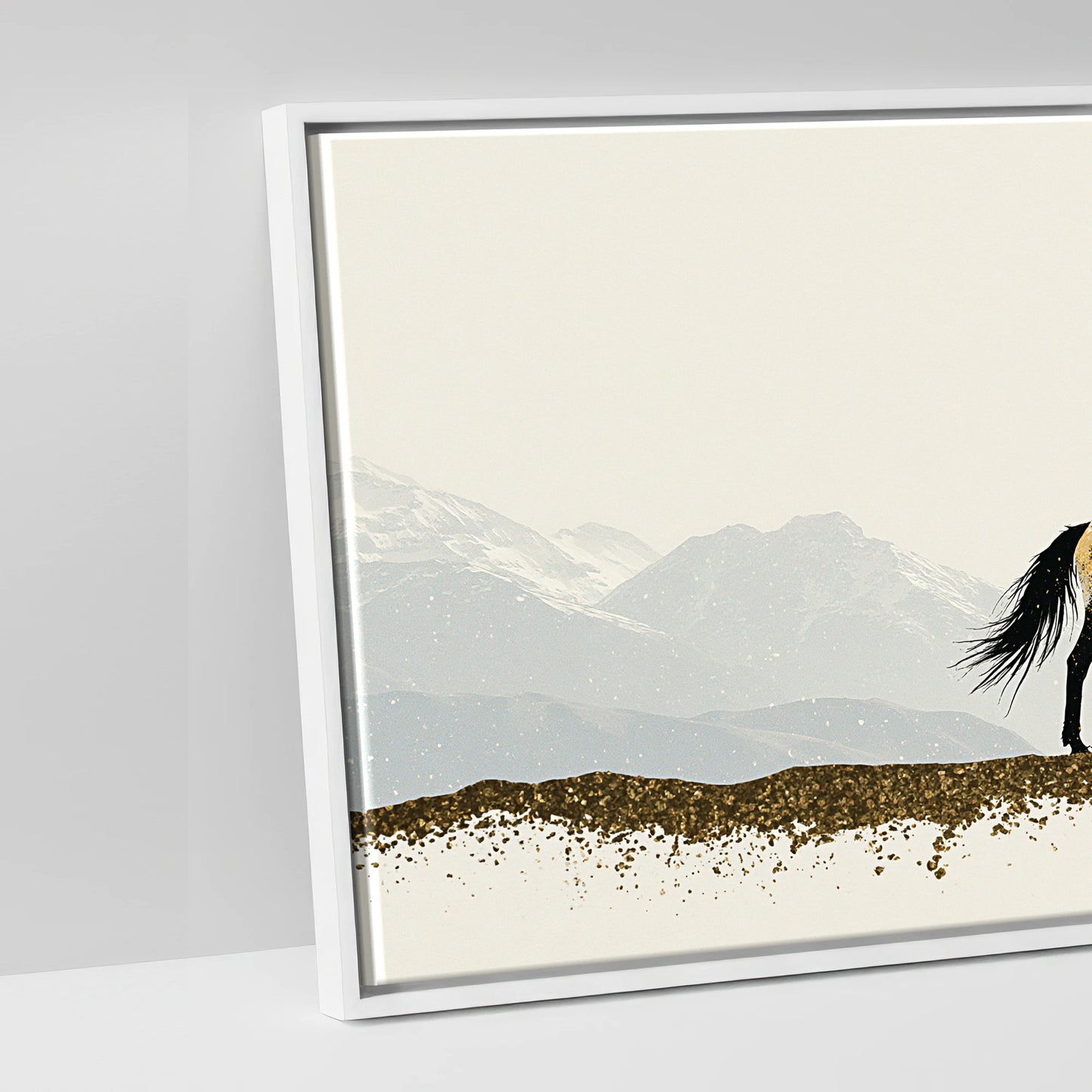 Gilded Alpine Wanderer - artwork detail in a white float frame