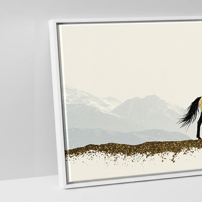 Gilded Alpine Wanderer - artwork detail in a white float frame