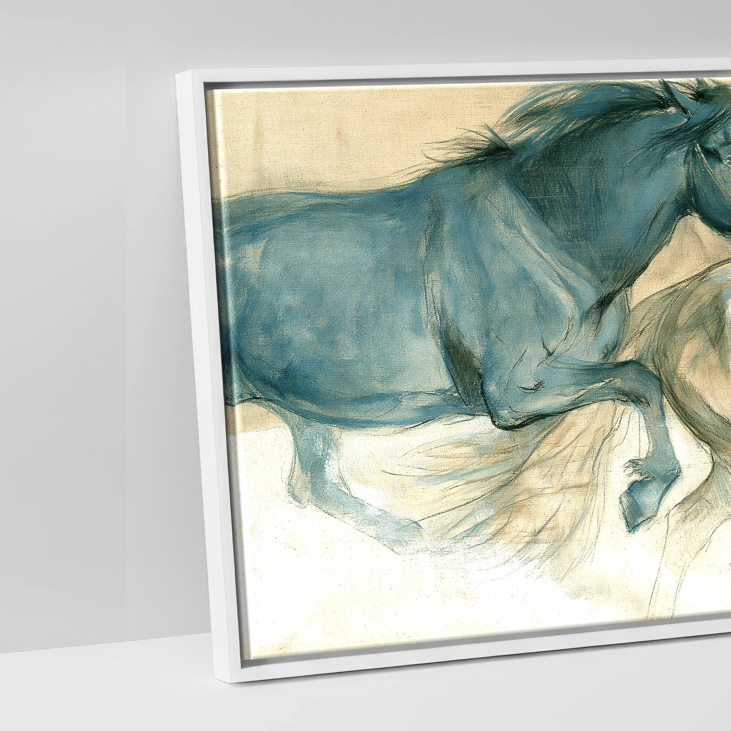 The Three Strides - artwork detail in a white float frame