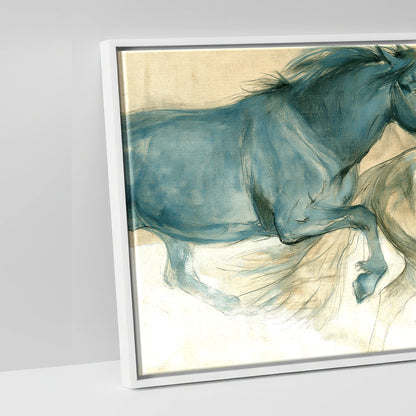The Three Strides - artwork detail in a white float frame