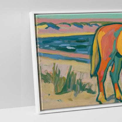 Vibrant Coastal Equine - artwork detail in a white float frame