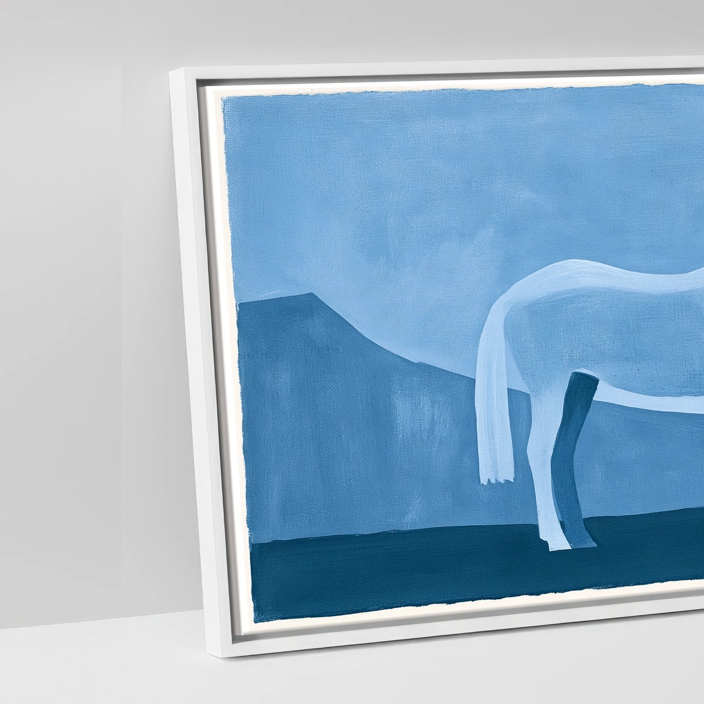 Azure Mountain Stillness - artwork detail in a white float frame