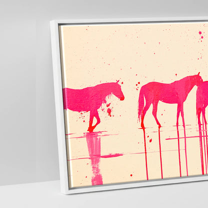 Magenta Equine Wash - artwork detail in a white float frame