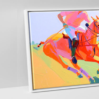 The Polo Charge - artwork detail in a white float frame