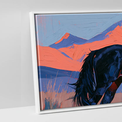 Coral Peaks and Indigo - artwork detail in a white float frame
