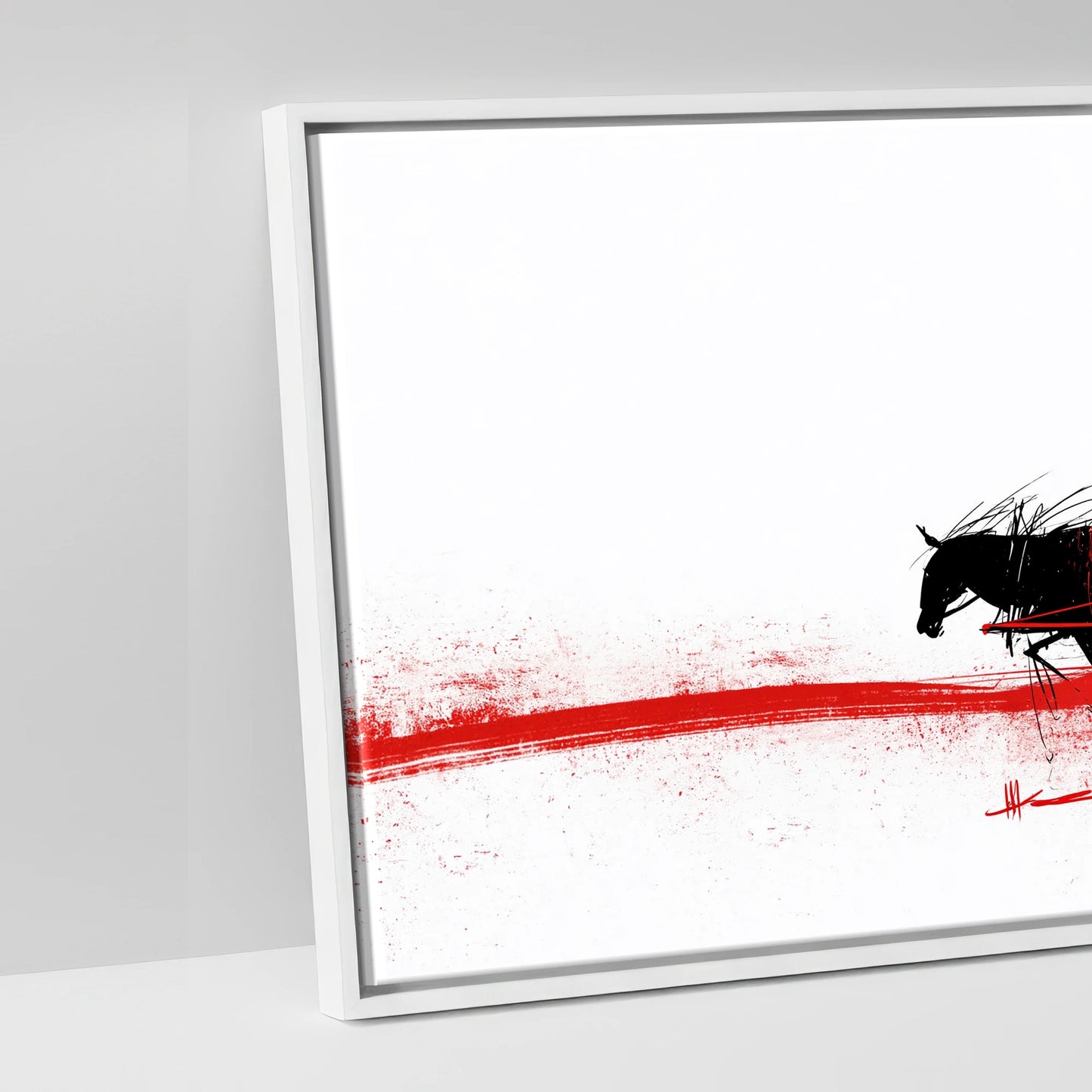Crimson Traces - artwork detail in a white float frame